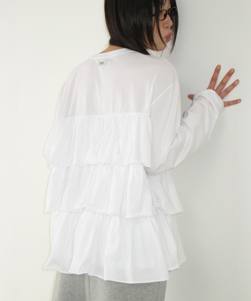 TIERED LAYERED LONG SLEEVE WHITE