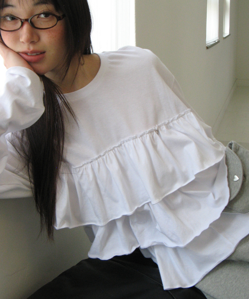 TIERED LAYERED LONG SLEEVE WHITE