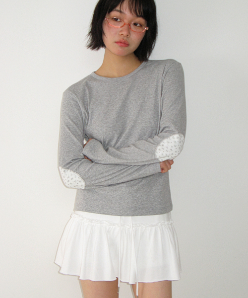 FLORAL ELBOW PATCH LONG SLEEVE GREY