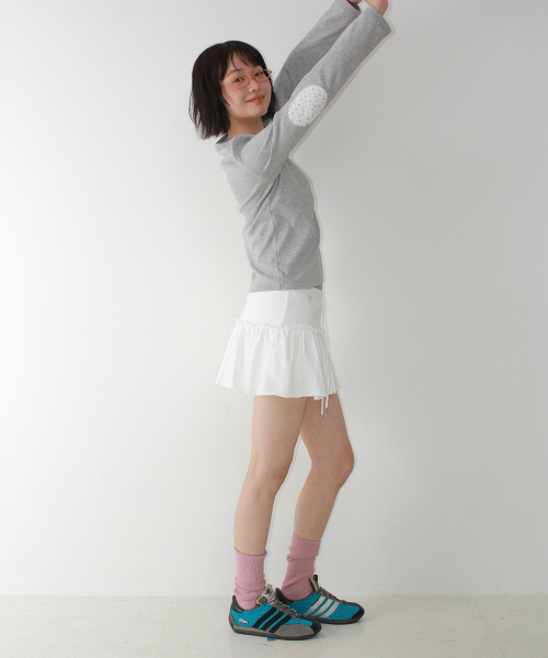 FLORAL ELBOW PATCH LONG SLEEVE GREY