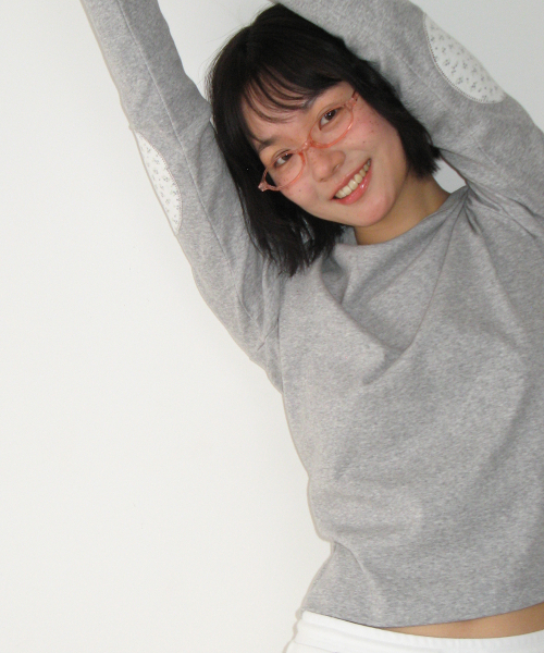 FLORAL ELBOW PATCH LONG SLEEVE GREY