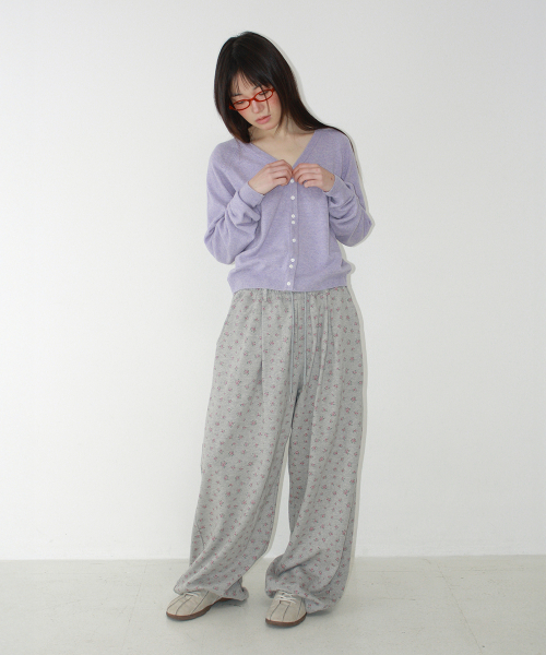 BUTTON POINT V NECK KNIT CARDIGAN SOFT PURPLE