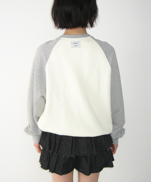 COLLARLESS RAGLAN ZIP UP CREAM