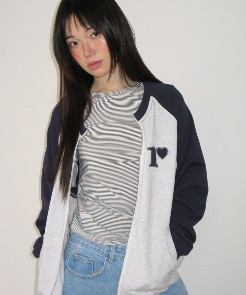 COLLARLESS RAGLAN ZIP UP WHITE MELNAGE