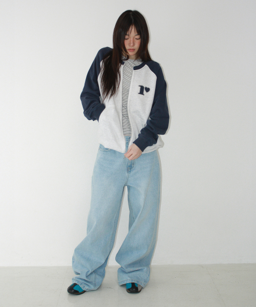COLLARLESS RAGLAN ZIP UP WHITE MELNAGE