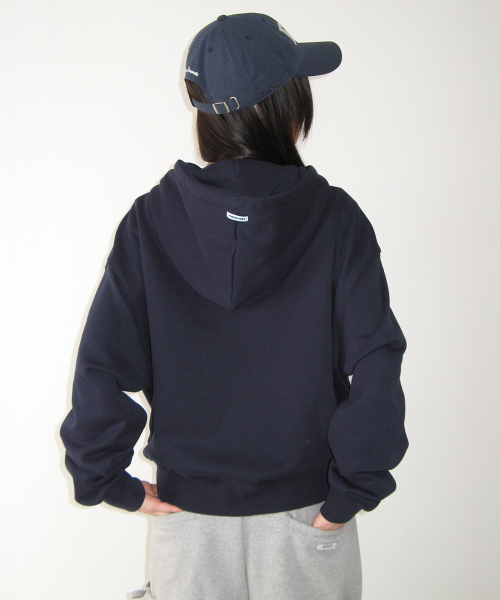DUFFLE PLACKET HOODIE ZIP UP NAVY