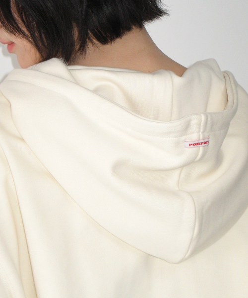 DUFFLE PLACKET HOODIE ZIP UP IVORY