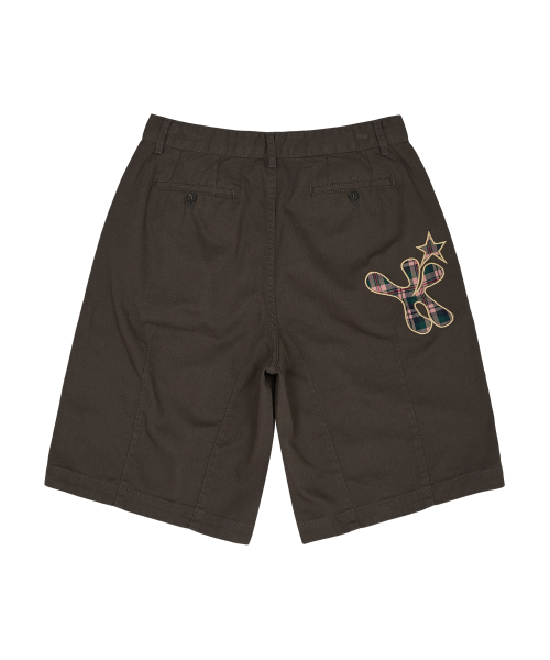 Check Applique Half Pants CHARCOAL