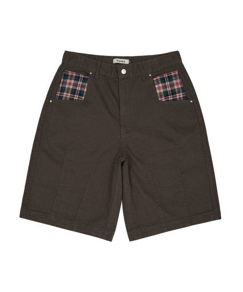 Check Applique Half Pants CHARCOAL