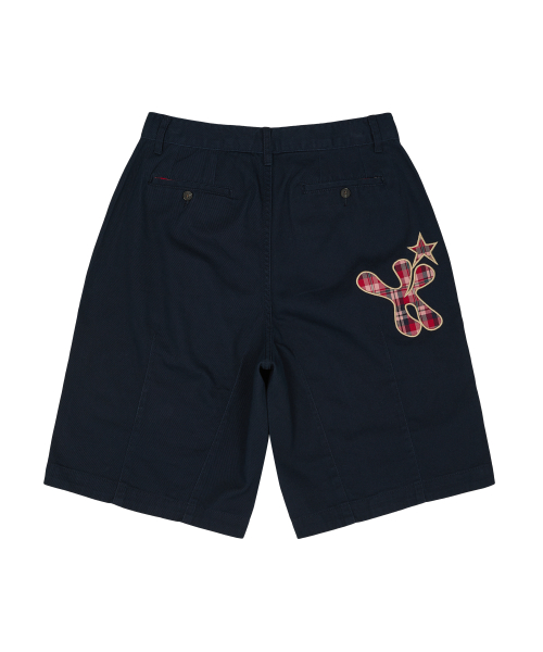 Check Applique Half Pants NAVY