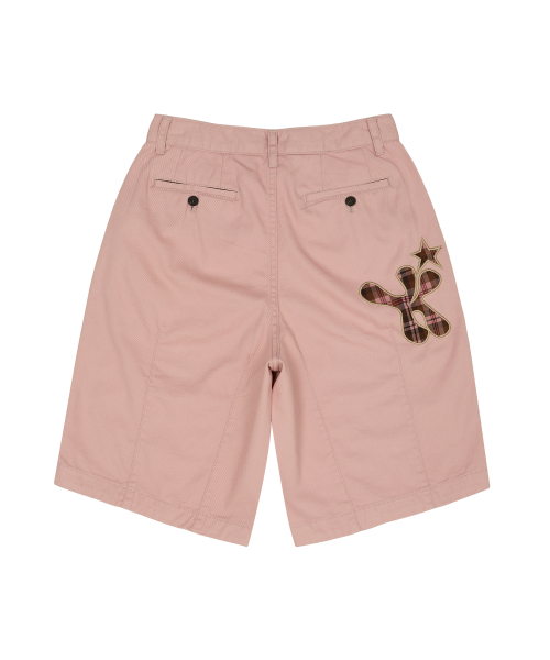 Check Applique Half Pants PINK