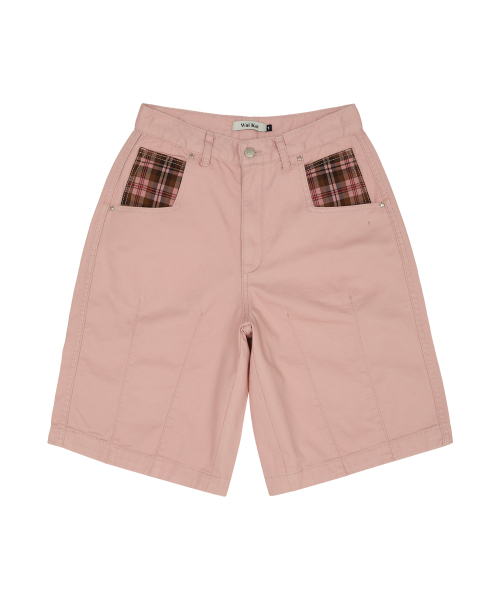 Check Applique Half Pants PINK