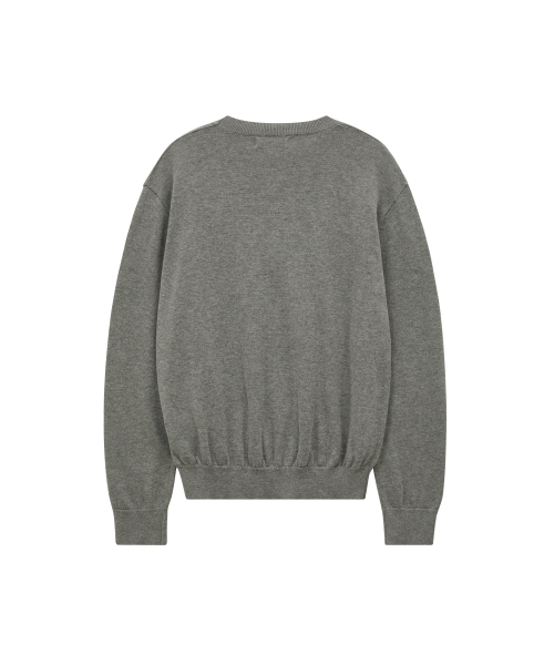 Dolphin Check Applique Crew Neck Knit GREY