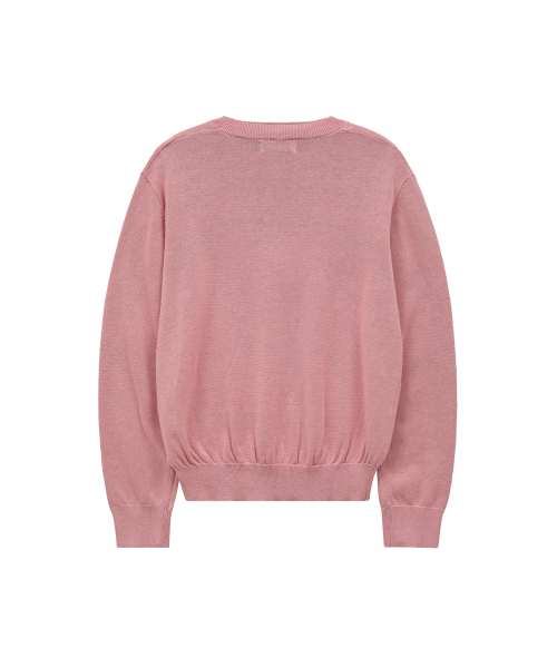 Dolphin Check Applique Crew Neck Knit PINK