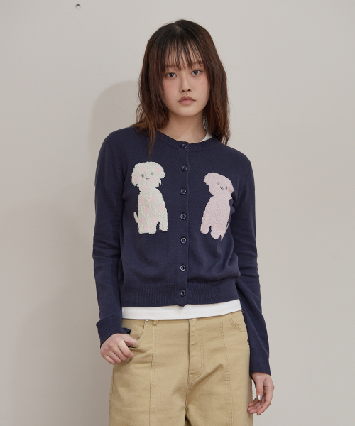 Puppy Boucle Cardigan NAVY