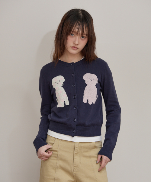 Puppy Boucle Cardigan NAVY