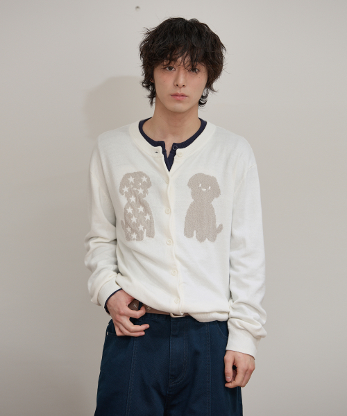 Puppy Boucle Cardigan IVORY