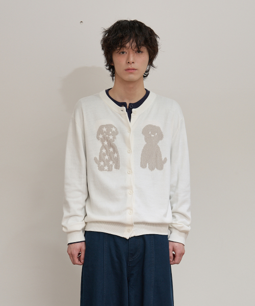 Puppy Boucle Cardigan IVORY