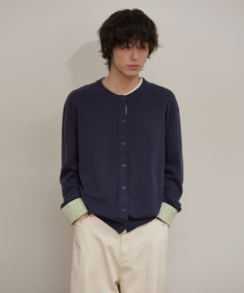 Stripe Roll Up Cardigan NAVY