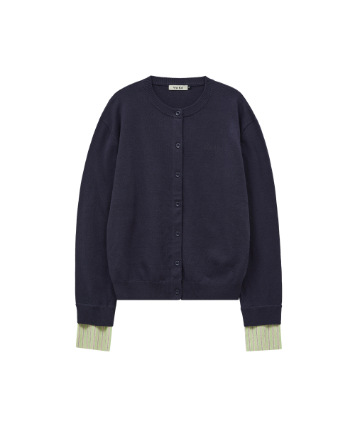 Stripe Roll Up Cardigan NAVY