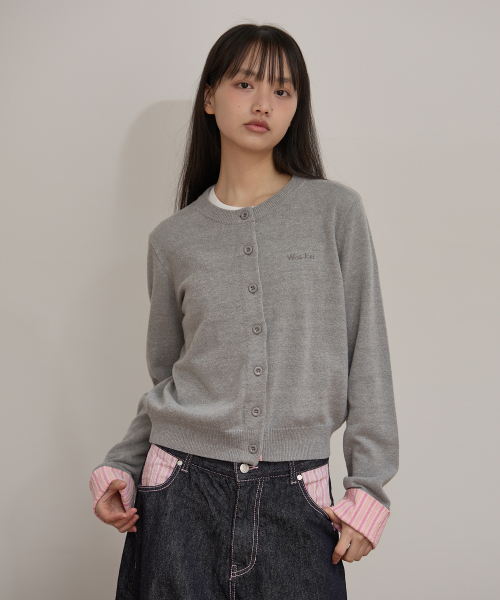 Stripe Roll Up Cardigan GREY