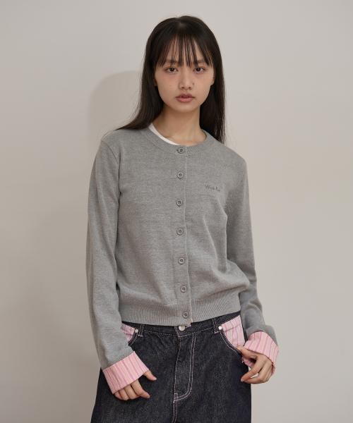 Stripe Roll Up Cardigan GREY
