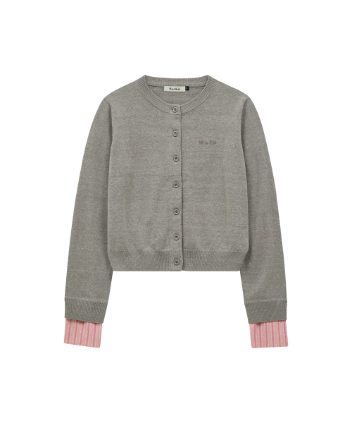 Stripe Roll Up Cardigan GREY