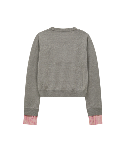 Stripe Roll Up Cardigan GREY