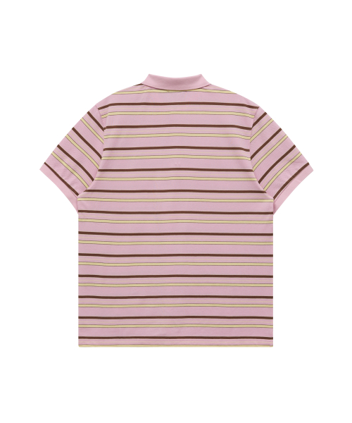 Stripe Logo Pique Half T-shirt PINK