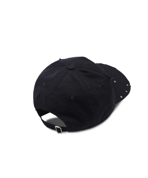 XF016 메스 스터드 데미지 코튼 볼캡 (BLACK)