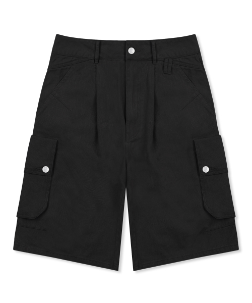 XF013 멀티 카고 포켓 버뮤다 코튼 팬츠 (BLACK)