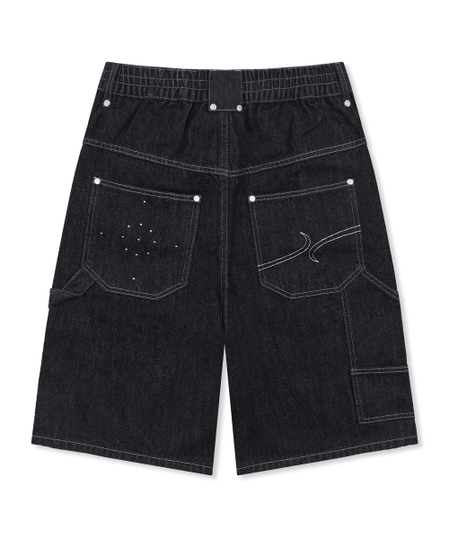 XF011 스터드 카펜더 버뮤다 데님 팬츠 (BLACK)