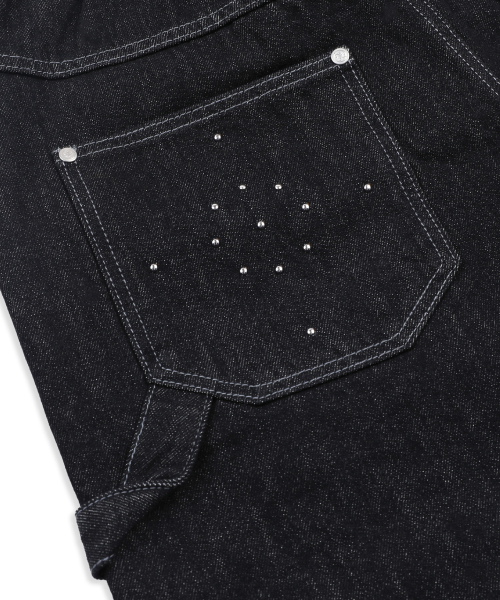 XF011 스터드 카펜더 버뮤다 데님 팬츠 (BLACK)