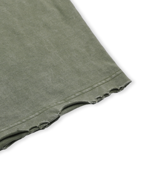 XF014 아치 아플리케 데미지 워싱 티셔츠 (KHAKI)