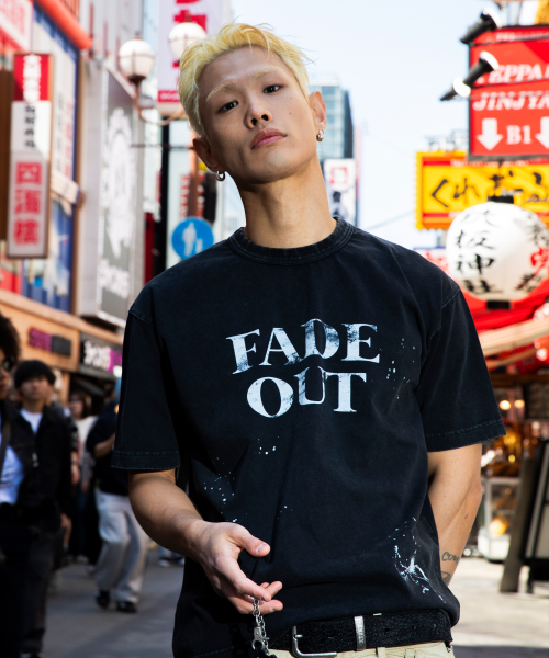 XF009 페이드 페인팅 워싱 티셔츠 (BLACK)
