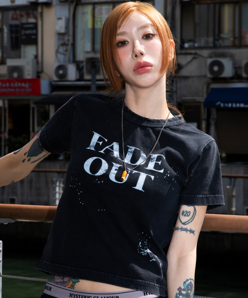 XF009 페이드 페인팅 워싱 티셔츠 (BLACK)