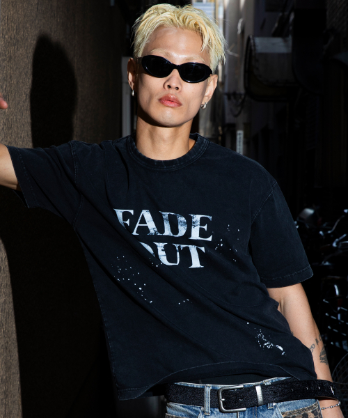 XF009 페이드 페인팅 워싱 티셔츠 (BLACK)