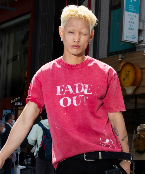 XF009 페이드 페인팅 워싱 티셔츠 (RED)