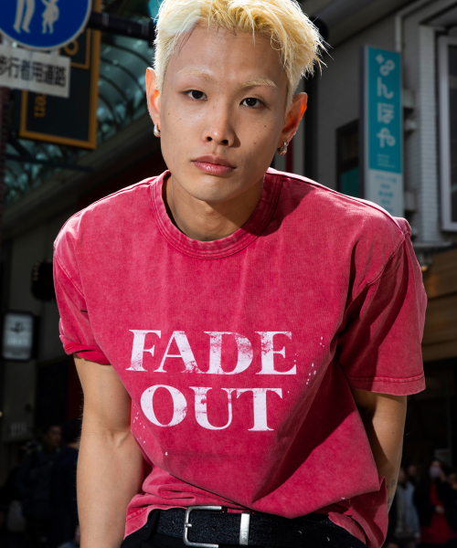 XF009 페이드 페인팅 워싱 티셔츠 (RED)
