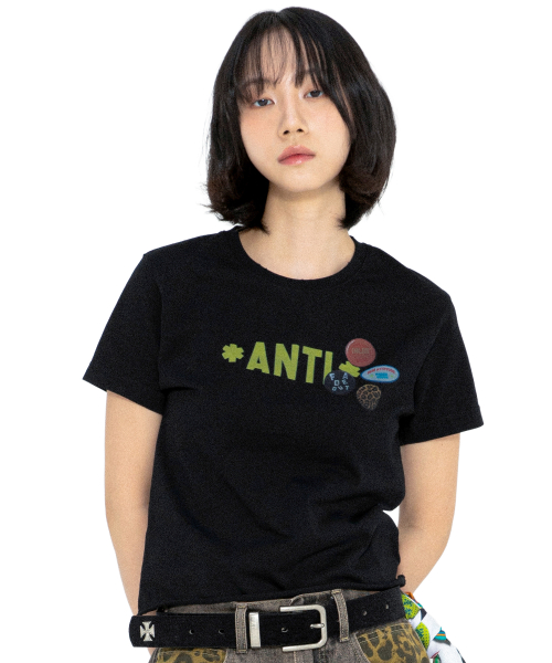 XF010 안티 핀 뱃지 티셔츠 (BLACK)