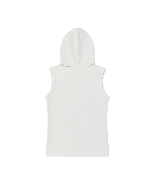 (w) TCM henley neck hooded sleeveless T (light grey)