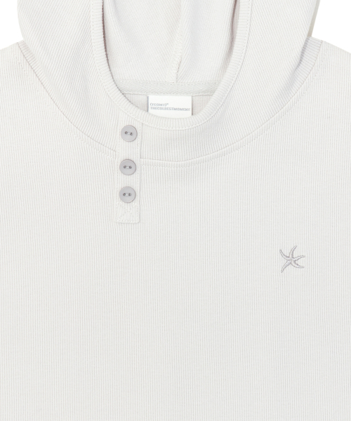 (w) TCM henley neck hooded sleeveless T (light grey)