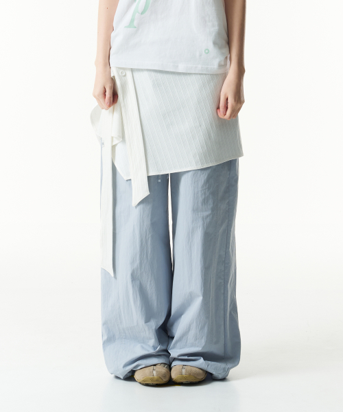 (w) TCM button layered skirt (ivory)