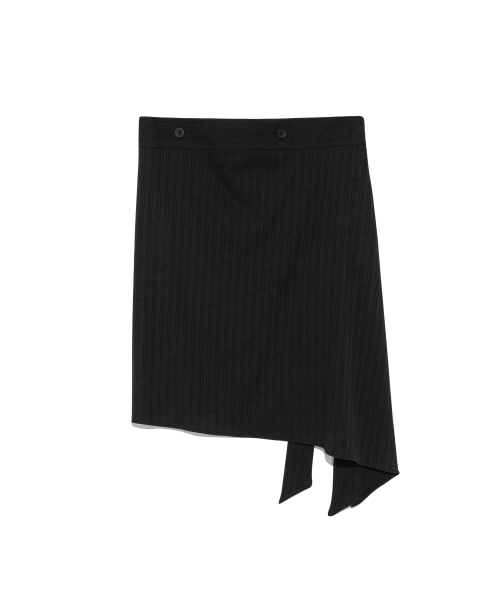 (w) TCM button layered skirt (black)