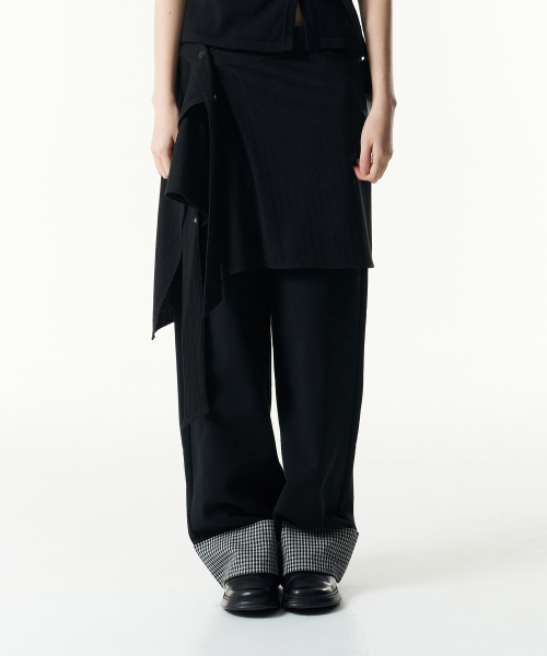 (w) TCM button layered skirt (black)