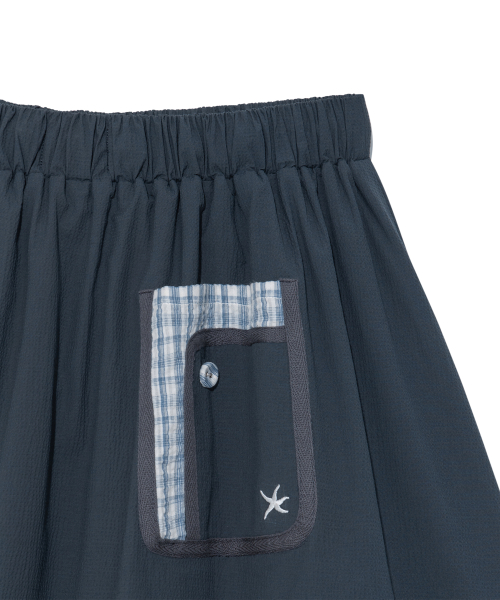 (w) TCM check pintuck layered skirt (navy)