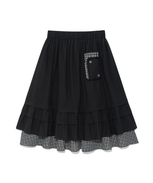 (w) TCM check pintuck layered skirt (black)