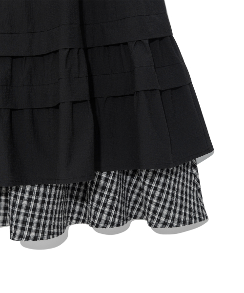 (w) TCM check pintuck layered skirt (black)
