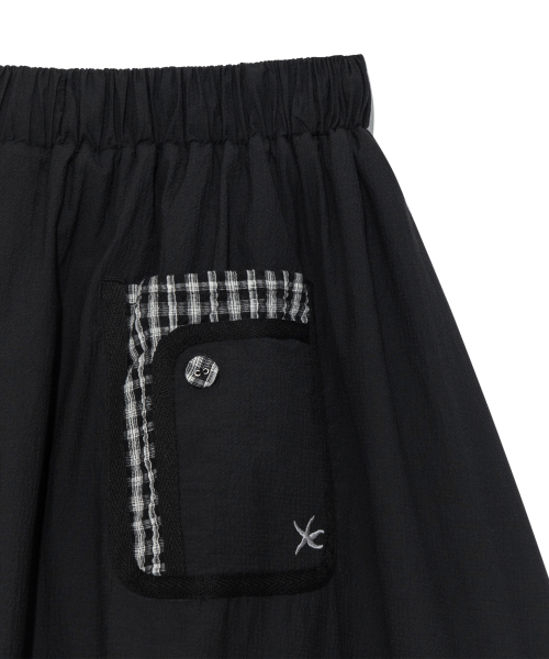 (w) TCM check pintuck layered skirt (black)