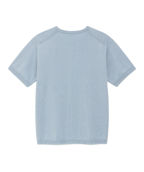 TCM button half knit cardigan (blue)